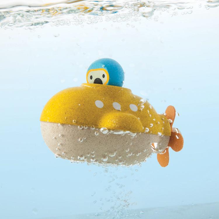Plan Toys: drewniana łódka do kąpieli Żółta Łódź Podwodna - Noski Noski