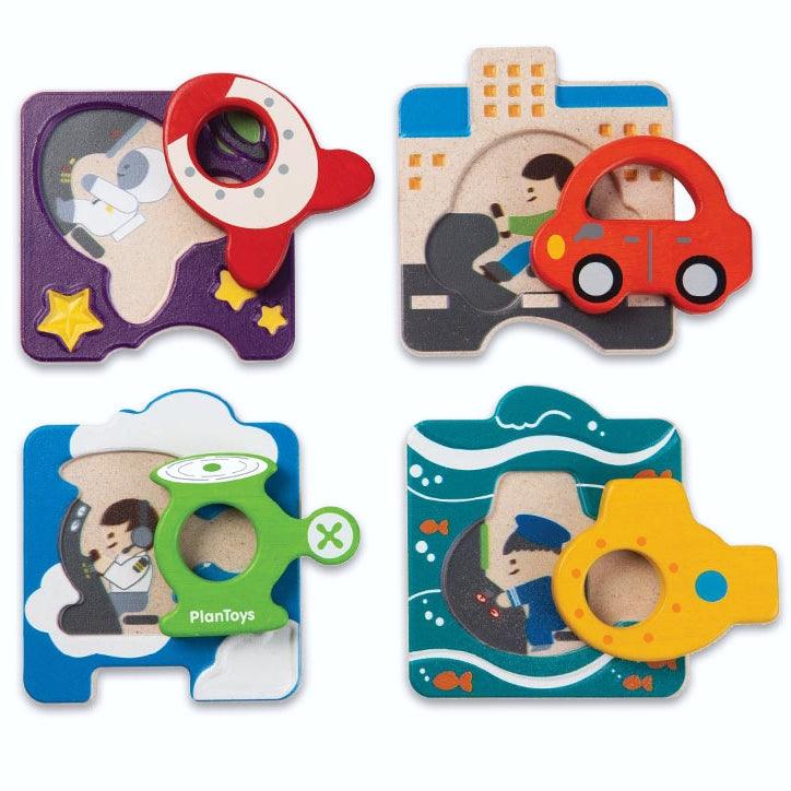 Plan Toys: drewniane puzzle Pojazdy - Noski Noski