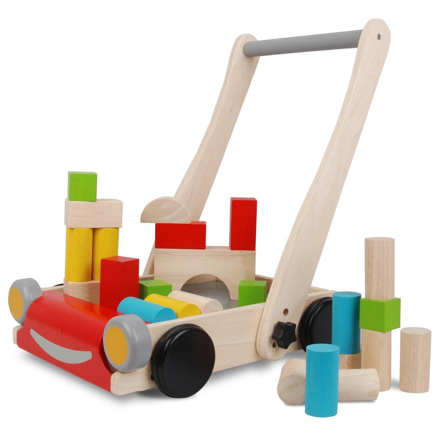 Plan Toys: drewniany pchacz z klockami Baby Walker - Noski Noski