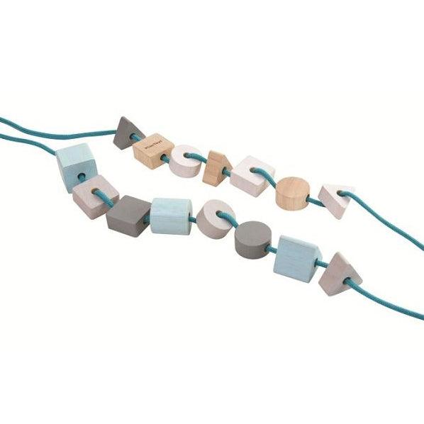 Plan Toys: pastelowa przewlekanka Geo Lacing Beads - Noski Noski
