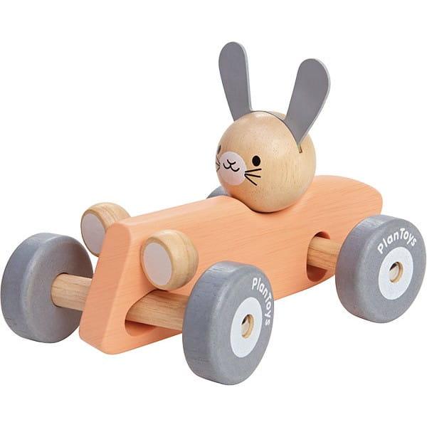 Plan Toys: pastelowa wyścigówka Królik - Noski Noski