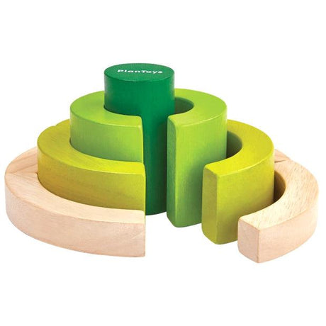 Klocki Montessori Plantoys Curve Blocks - drewniana układanka do nauki ułamków i rozwijania logicznego myślenia dla dzieci.
