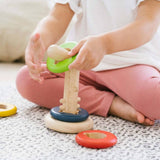 Wieża Plantoys Sortuj Kręć, rozwija umiejętności poznawcze i motoryczne dzieci, idealna zabawka logiczna i układanka