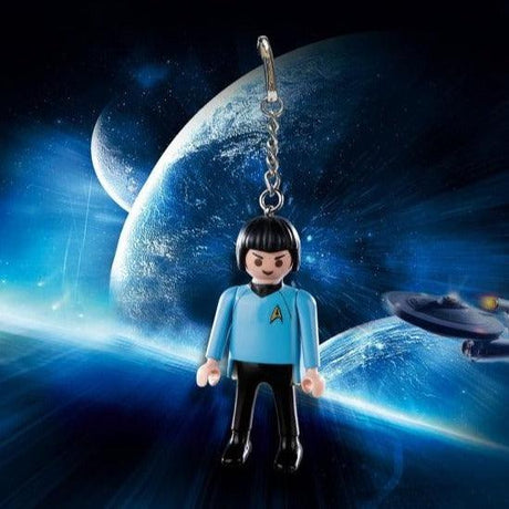 Breloczek Playmobil Star Trek Mr Spock z karabińczykiem, idealny dodatek do plecaka, torby lub kluczy dla fanów serii.