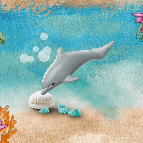 Figurka delfina Playmobil Wiltopia Mały Delfinek, do odkrywania podwodnego świata z kartą wiedzy i akcesoriami.
