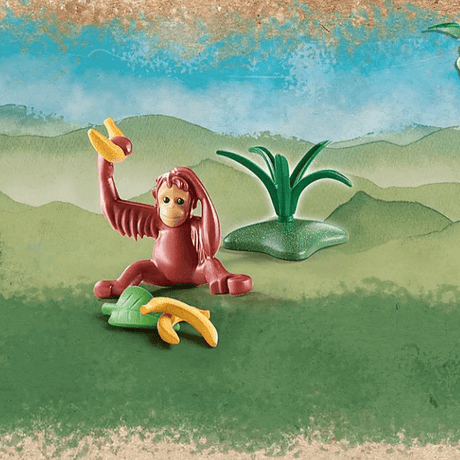 Figurka orangutana Playmobil Wiltopia Mały z akcesoriami i kartą wiedzy do kreatywnej zabawy i odkrywania przyrody.