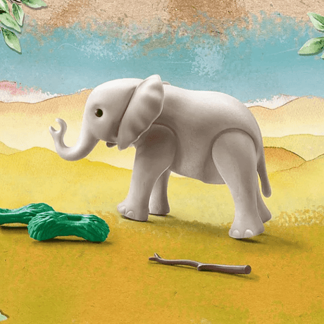 Mały słonik Playmobil Wiltopia, figurka z ruchomą głową i nóżkami, idealna do kreatywnej zabawy i poznawania przyrody.