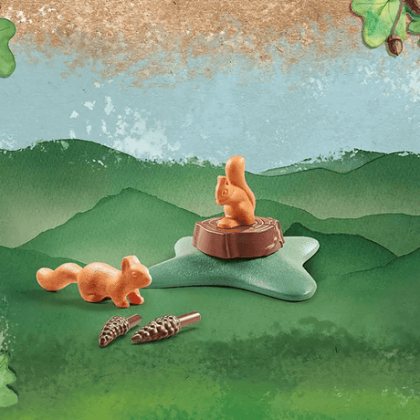 Figurka wiewiórki Playmobil Wiltopia z akcesoriami, idealna do zabawy i nauki o przyrodzie.