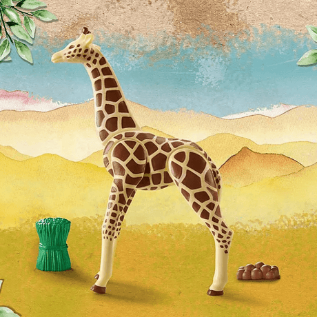 Figurka żyrafy Playmobil Wiltopia, ruchoma figurka zwierzątka z akcesoriami i kartą wiedzy, idealna do kreatywnej zabawy.