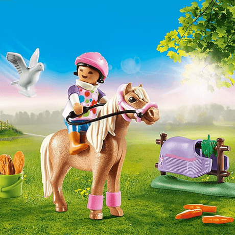 Figurka jeźdźca z kucykiem Islandczykiem i derką Playmobil, idealna dla miłośników koni, rozwija kreatywność dzieci.