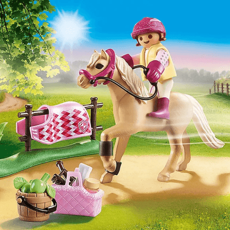 Kucyk Playmobil 6930, zestaw jeździecki z figurką jeźdźca, idealny dla małych miłośników koni, kreatywna zabawa.