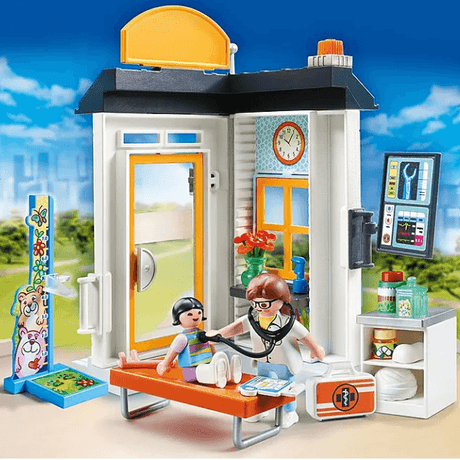 Playmobil Lekarz Pediatra Gabinet Starter Pack City Life, 57 elementów, kreatywna zabawa w doktora, rozwijaj empatię i wyobraźnię.