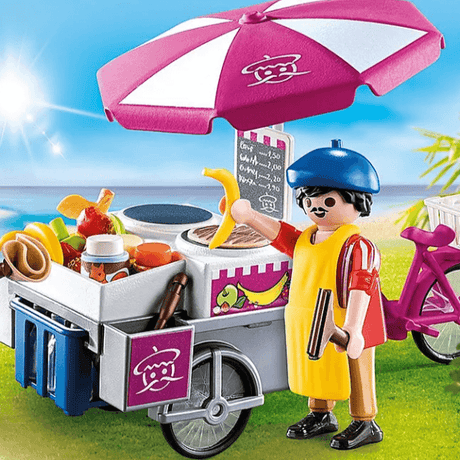 Zestaw Playmobil Naleśnikarnia mobilna z figurkami, kuchenką i parasolem - wspaniała zabawa dla dzieci.