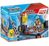 Playmobil Starter Pack City Action Plac Budowy z figurką budowlańca i realistycznym sprzętem do kreatywnej zabawy dla dzieci.