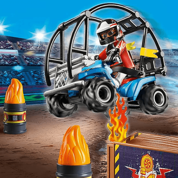 Quad Playmobil Stuntshow dla dzieci z płonącą rampą, kaskader i ekscytujące wyczyny. Perfekcyjny zestaw na pokaz kaskaderski!