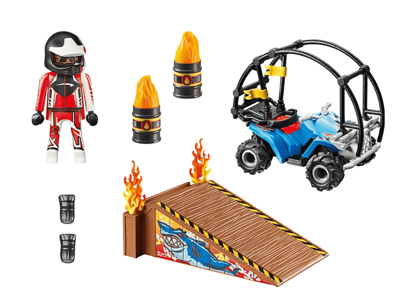 Playmobil: pokaz kaskaderski z quadem i płonącą rampą starter pack Stuntshow - Noski Noski