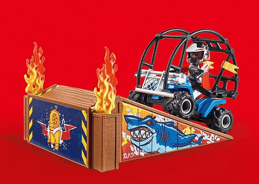 Playmobil: pokaz kaskaderski z quadem i płonącą rampą starter pack Stuntshow - Noski Noski