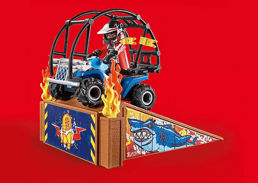 Playmobil: pokaz kaskaderski z quadem i płonącą rampą starter pack Stuntshow - Noski Noski