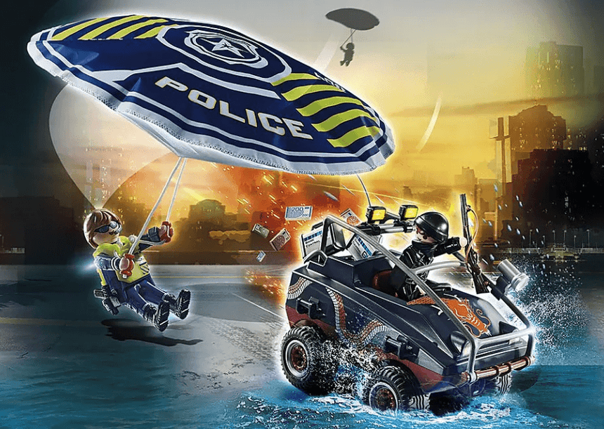 Playmobil: policyjny spadochron Pościg za amfibią City Action - Noski Noski