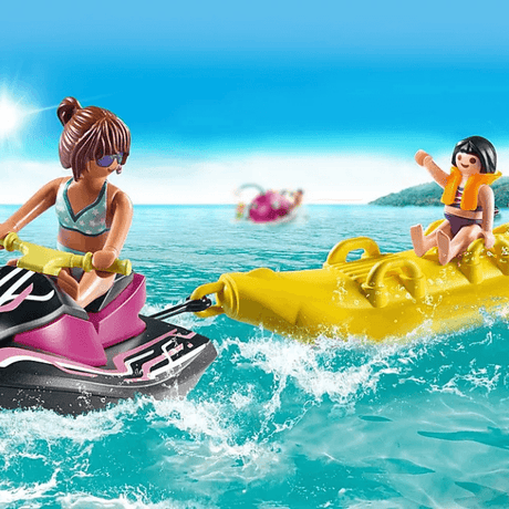 Zestaw skuter wodny Playmobil z dmuchanym pontonem banana, idealny do wodnych przygód i szaleństw dla całej rodziny.