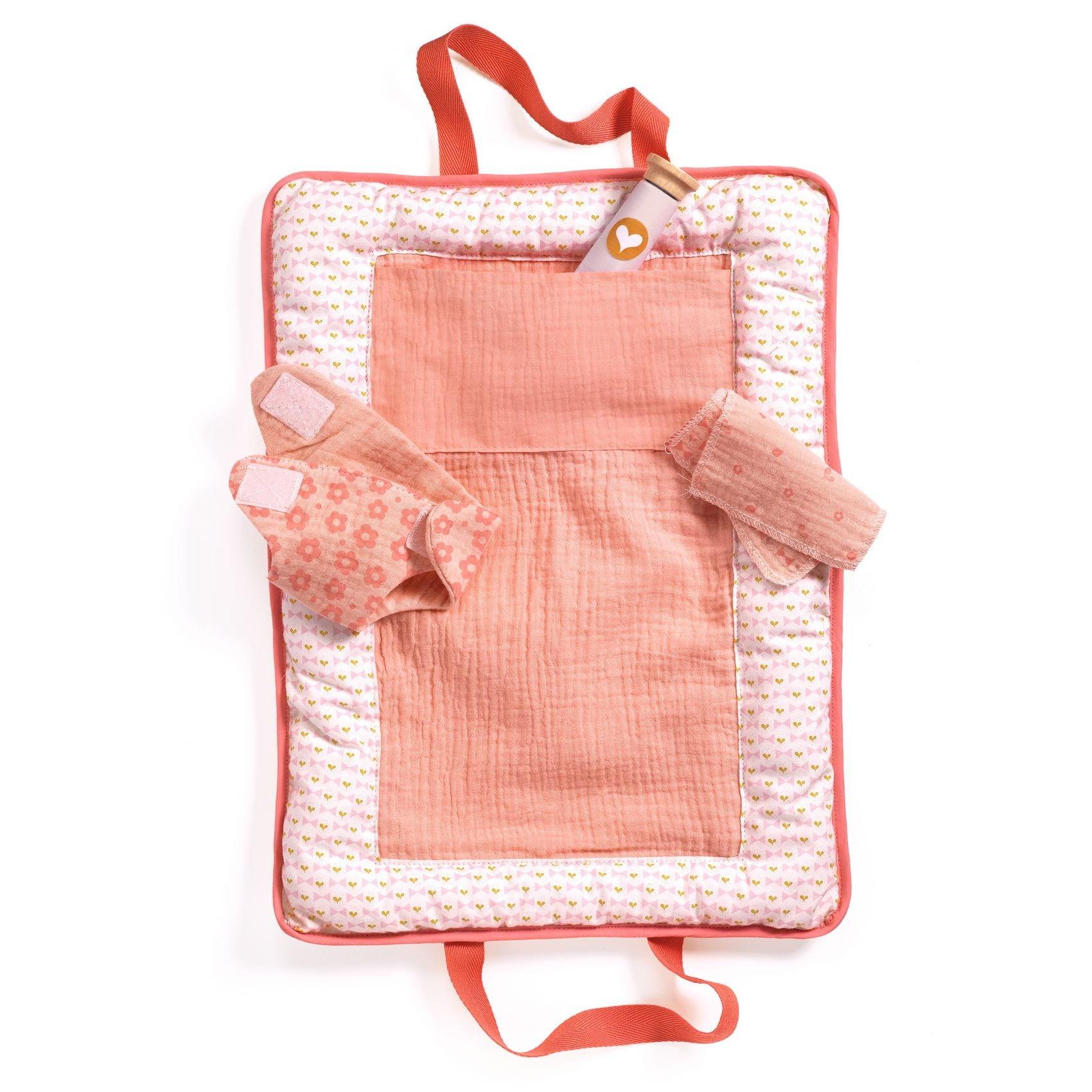 Pomea: materiałowy przewijak turystyczny dla lalki Pink - Noski Noski