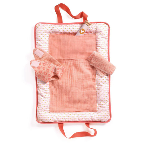 Przewijak turystyczny Pomea Pink dla lalki Baby Born, praktyczna mata z torbą i akcesoriami, idealna w podróży.