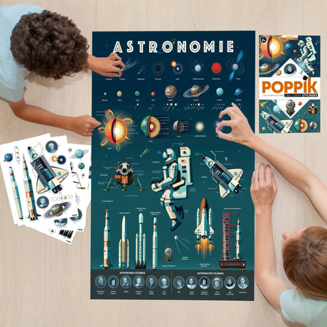 Plakat edukacyjny Poppik Kosmos wyklejanka, pixel art konstelacje, 40 naklejek, 79 zł - nauka i zabawa w jednym.