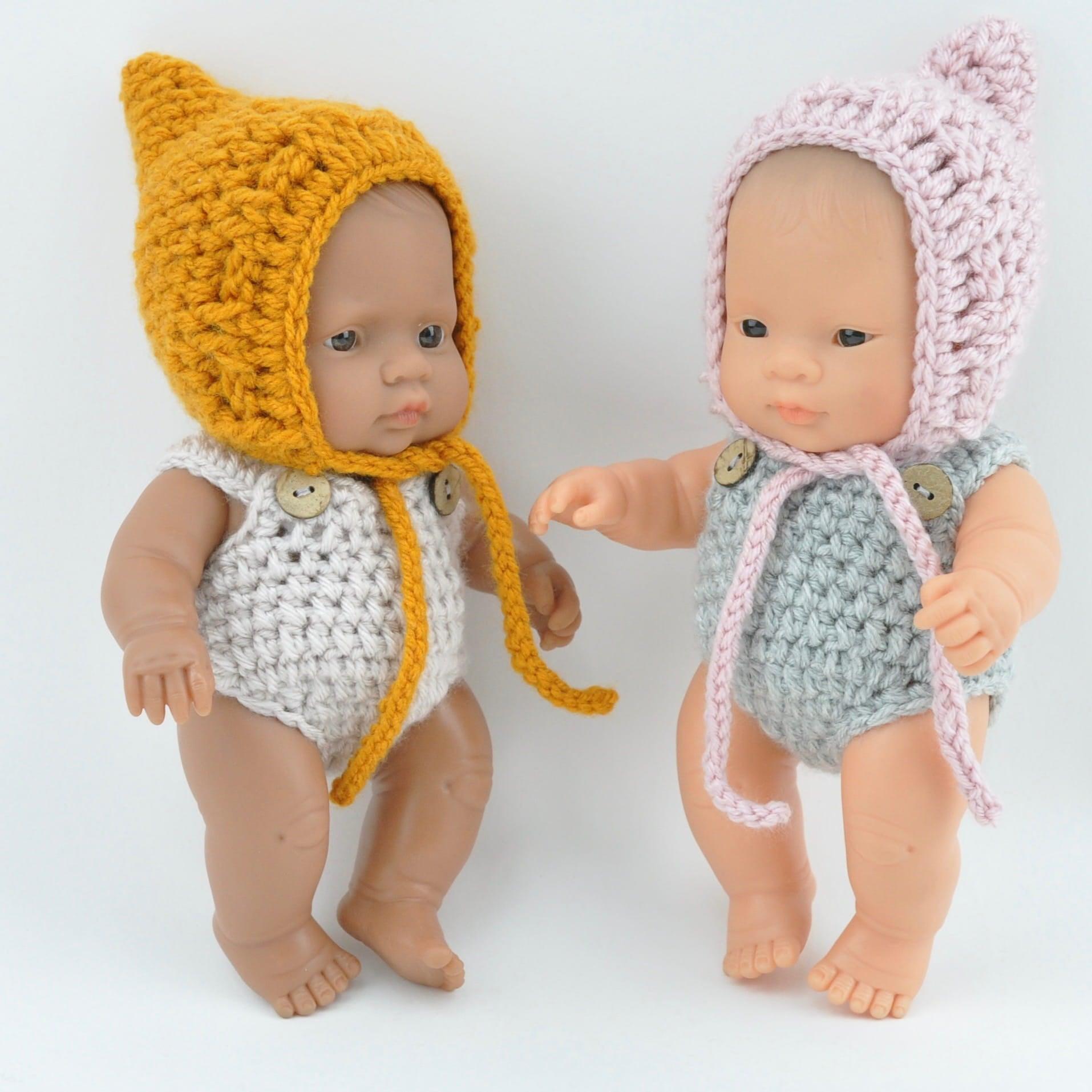 Przytullale: kombinezon z włóczki dla mini lalki Miniland - Noski Noski