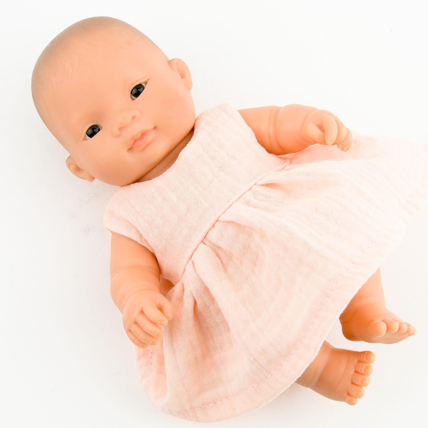 Przytullale: muślinowa sukienka ubranko dla mini lalki Miniland - Noski Noski