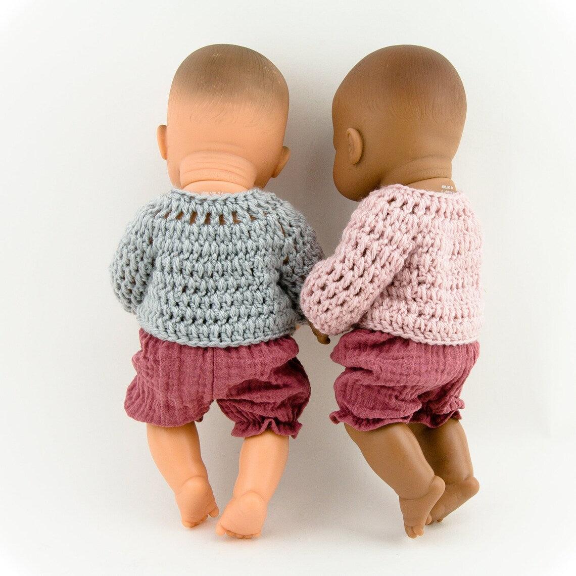 Przytullale: sweterek z włóczki ubranko dla średniej lalki Miniland - Noski Noski