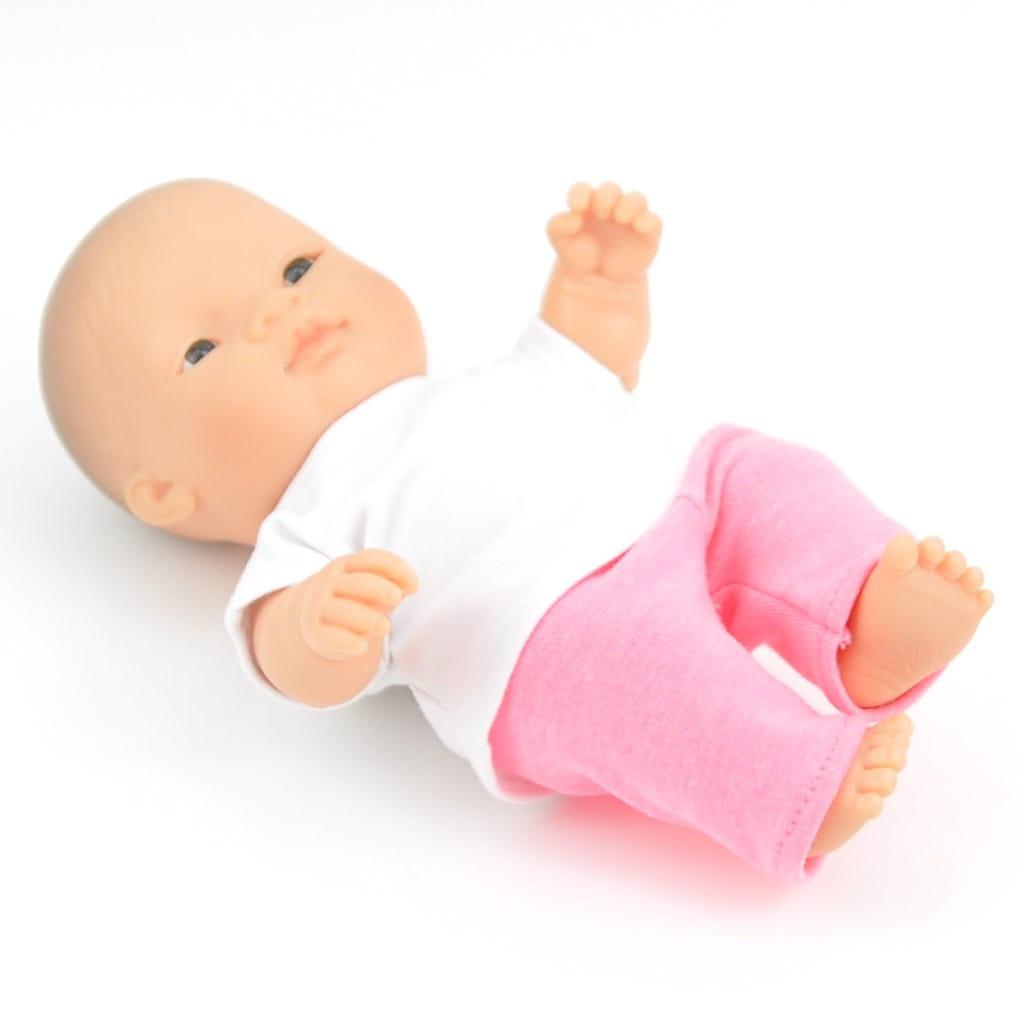 Przytullale: t-shirt i różowe legginsy ubranko dla mini lalki Miniland - Noski Noski