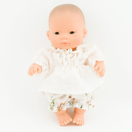 Przytullale: tunika i kwieciste bloomersy ubranko dla mini lalki Miniland - Noski Noski