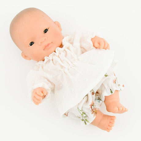 Przytullale: tunika i kwieciste bloomersy ubranko dla mini lalki Miniland - Noski Noski