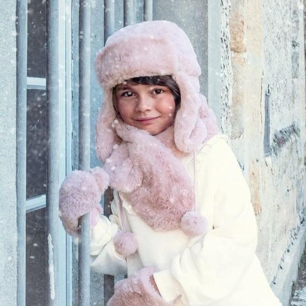 Rockahula Kids: rękawiczki zimowe futerko Teddy Fur Dusky Pink - Noski Noski