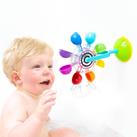 Zabawka do kąpieli Sassy Wirujący Wodospad z przyssawką: kolorowa, edukacyjna zabawa wodna dla dzieci pełna ruchu i dźwięków.