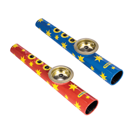 Metalowy kazoo Schylling, kieszonkowy instrument muzyczny dla dzieci powyżej 3 roku życia, idealny do nauki gry.