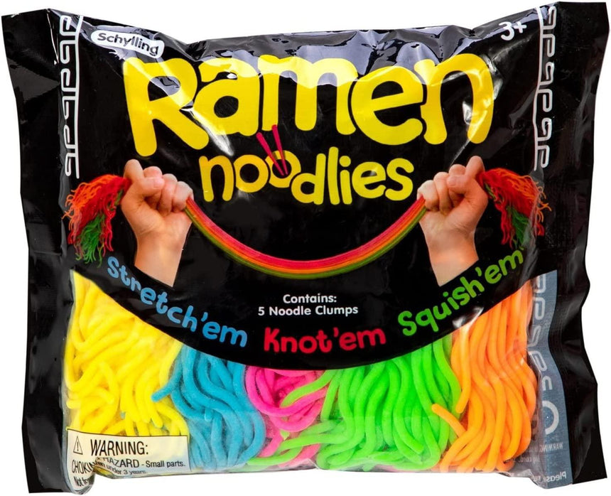 Zabawka antystresowa Schylling Ramen Noodlies, sensoryczny gniotek, kolorowe, cienkie makaroniki do rozciągania i zgniatania