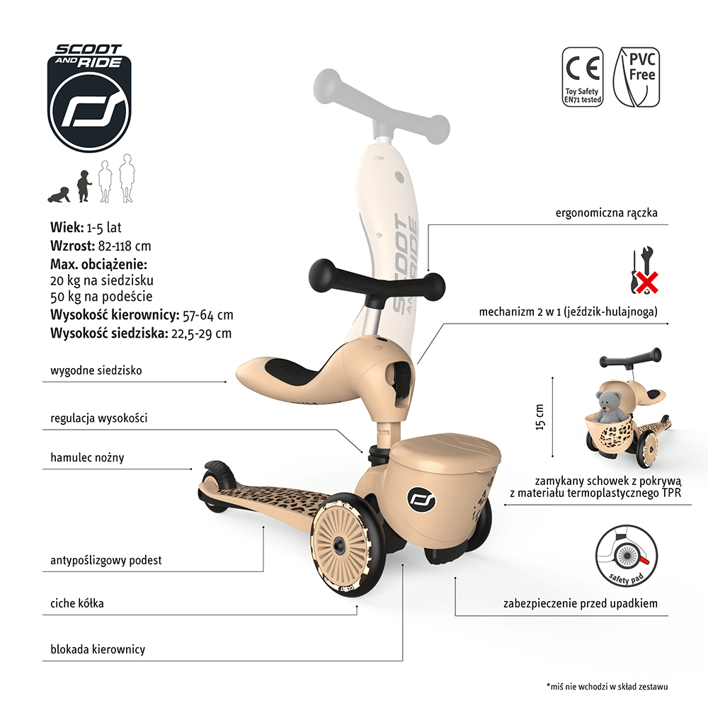 Scoot & Ride: jeździk i hulajnoga ze schowkiem 2w1 Highwaykick Lifestyle 1-5 lat - Noski Noski