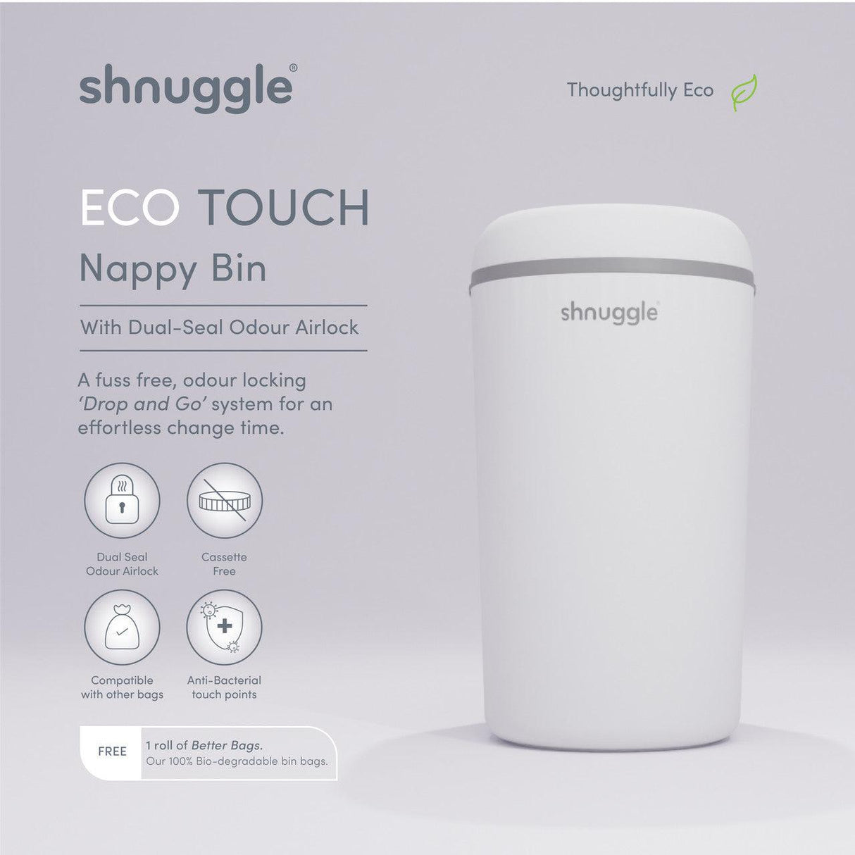 Shnuggle: kosz na pieluchy Eco-Touch Nappy Bin - Noski Noski