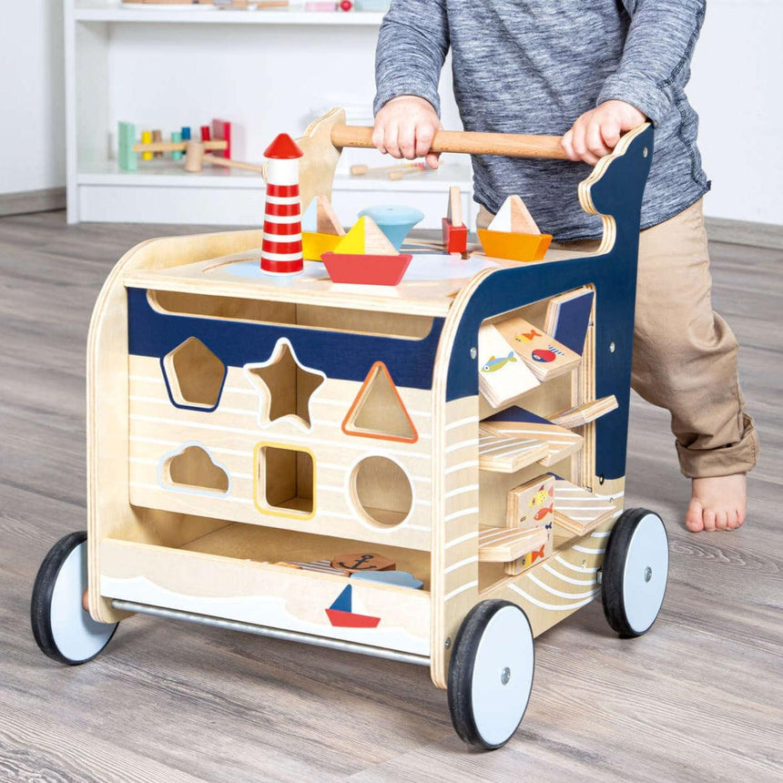 Small Foot: drewniany pchacz aktywnościowy Baby Walker Whale - Noski Noski