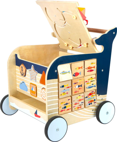 Small Foot: drewniany pchacz aktywnościowy Baby Walker Whale - Noski Noski