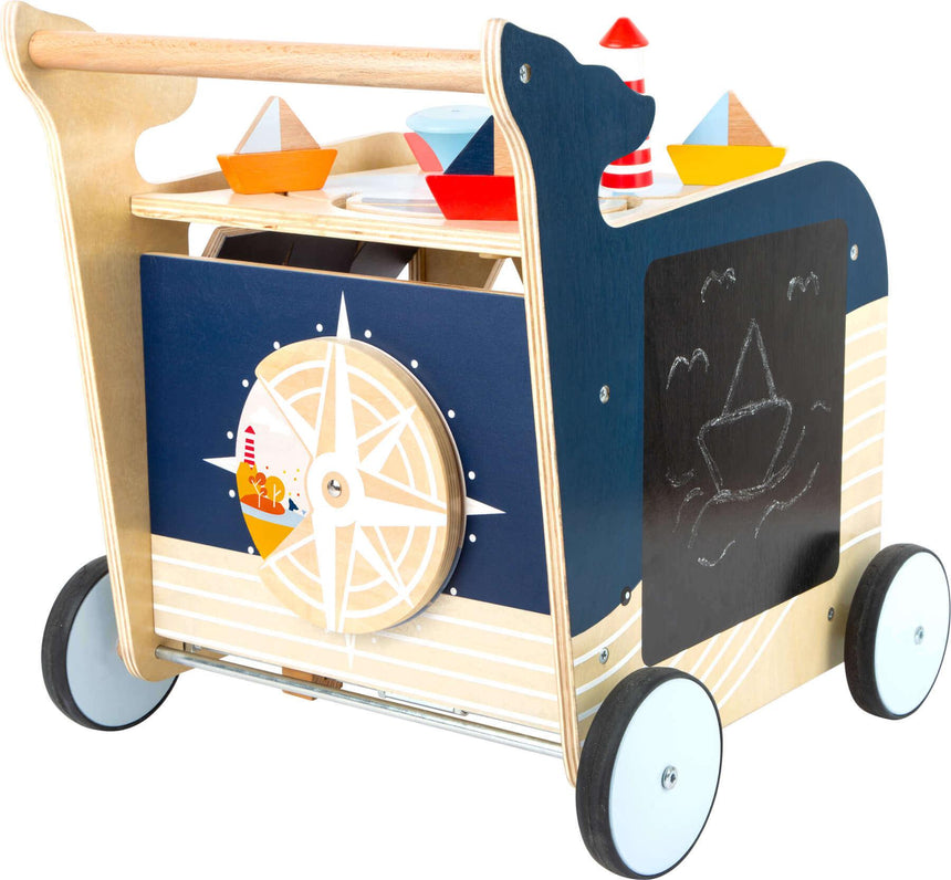 Small Foot: drewniany pchacz aktywnościowy Baby Walker Whale - Noski Noski