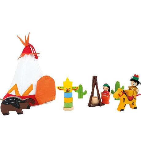 Small Foot: indiańskie tipi z figurkami Wooden Indiana Set - Noski Noski