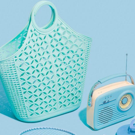 Torba plażowa Sun Jellies Atomic w stylu retro, duża torebka koszyk z ergonomicznymi uchwytami. Idealna na letnie wypady!