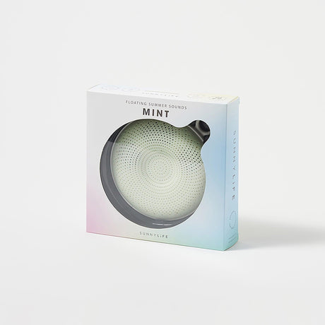 Głośnik bluetooth Sunnylife Summer Mint, wodoodporny, bezprzewodowy z kolorowym światłem i funkcją głośnomówiącą.