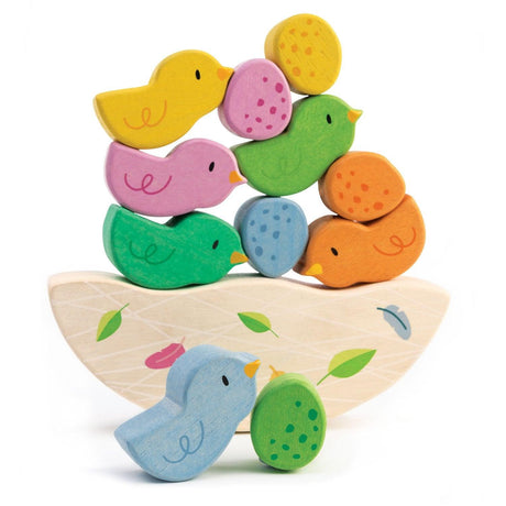 Drewniana gra zręcznościowa Tender Leaf Toys Balansujące Małe Ptaszki dla dzieci, ucząca precyzji i logicznego myślenia.
