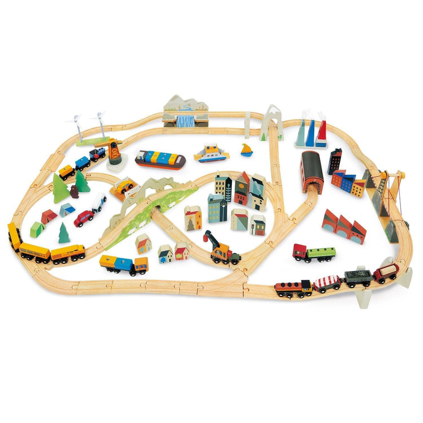 Tender Leaf Toys: drewniana kolejka Mountain View Train Set - Noski Noski