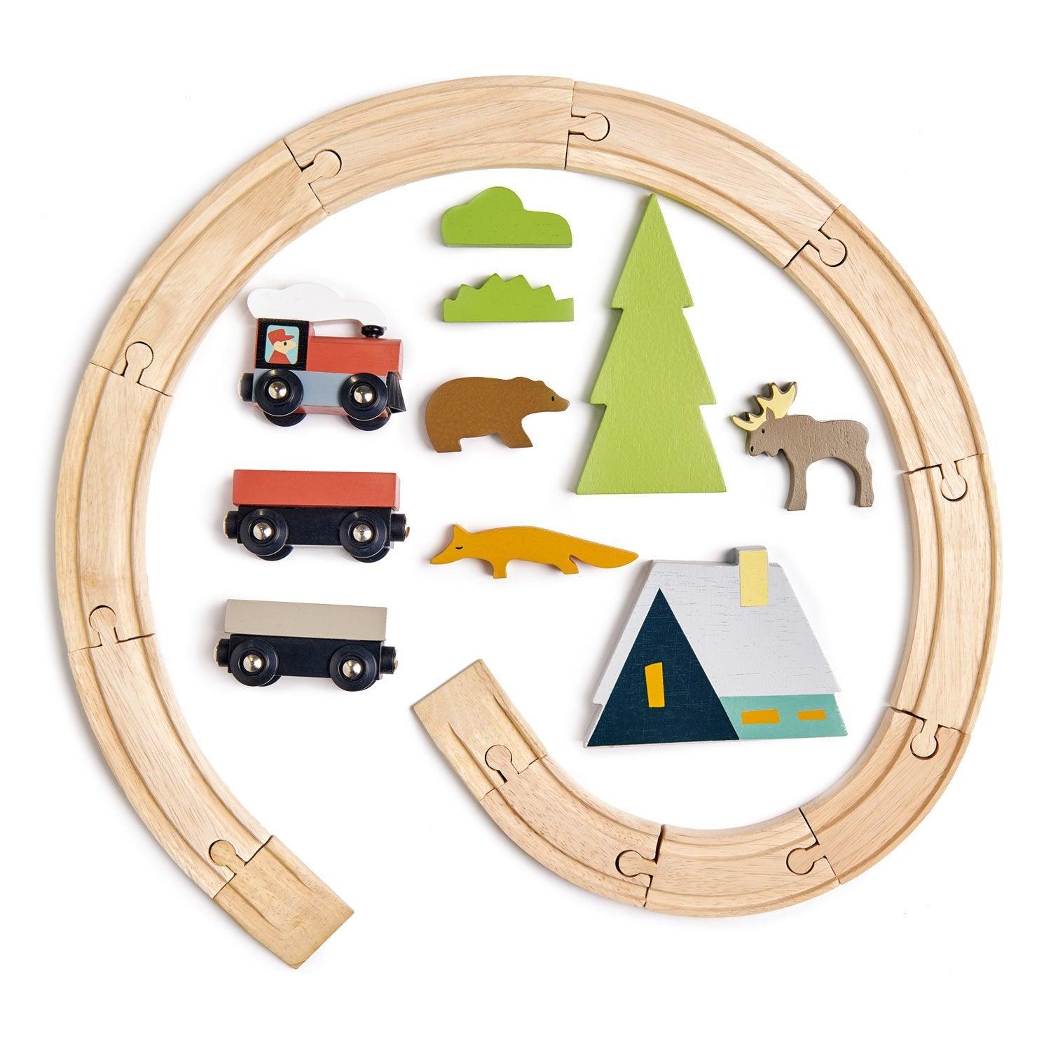 Tender Leaf Toys: drewniana kolejka Treetops Train Set - Noski Noski