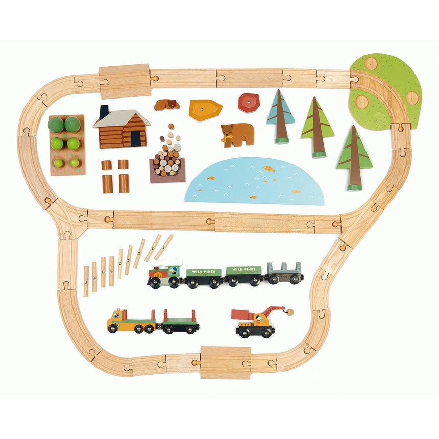 Tender Leaf Toys: drewniana kolejka Wild Pines Train Set - Noski Noski