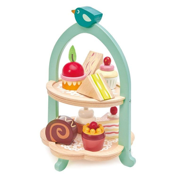 Tender Leaf Toys: drewniana patera z przekąskami Birdie Afternoon Tea Stand - Noski Noski